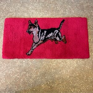 Vintage German Shepherd Malinois Dog Latch Hook Rug